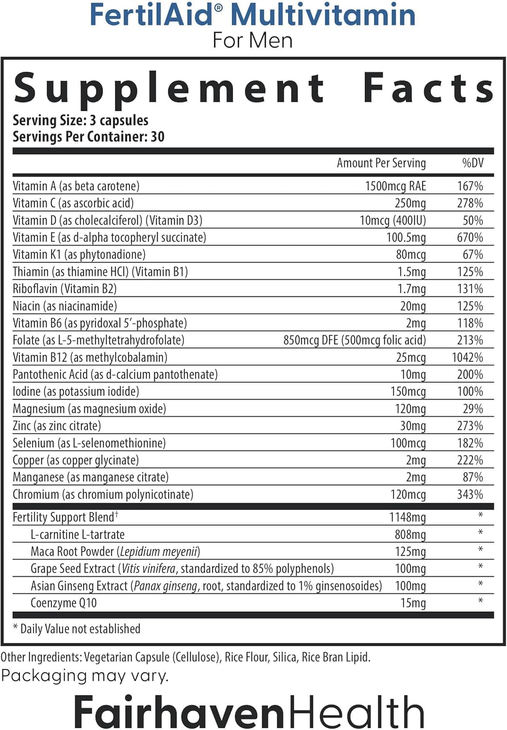 Fairhaven Health etiquetas de frascos con ingredientes clave legibles