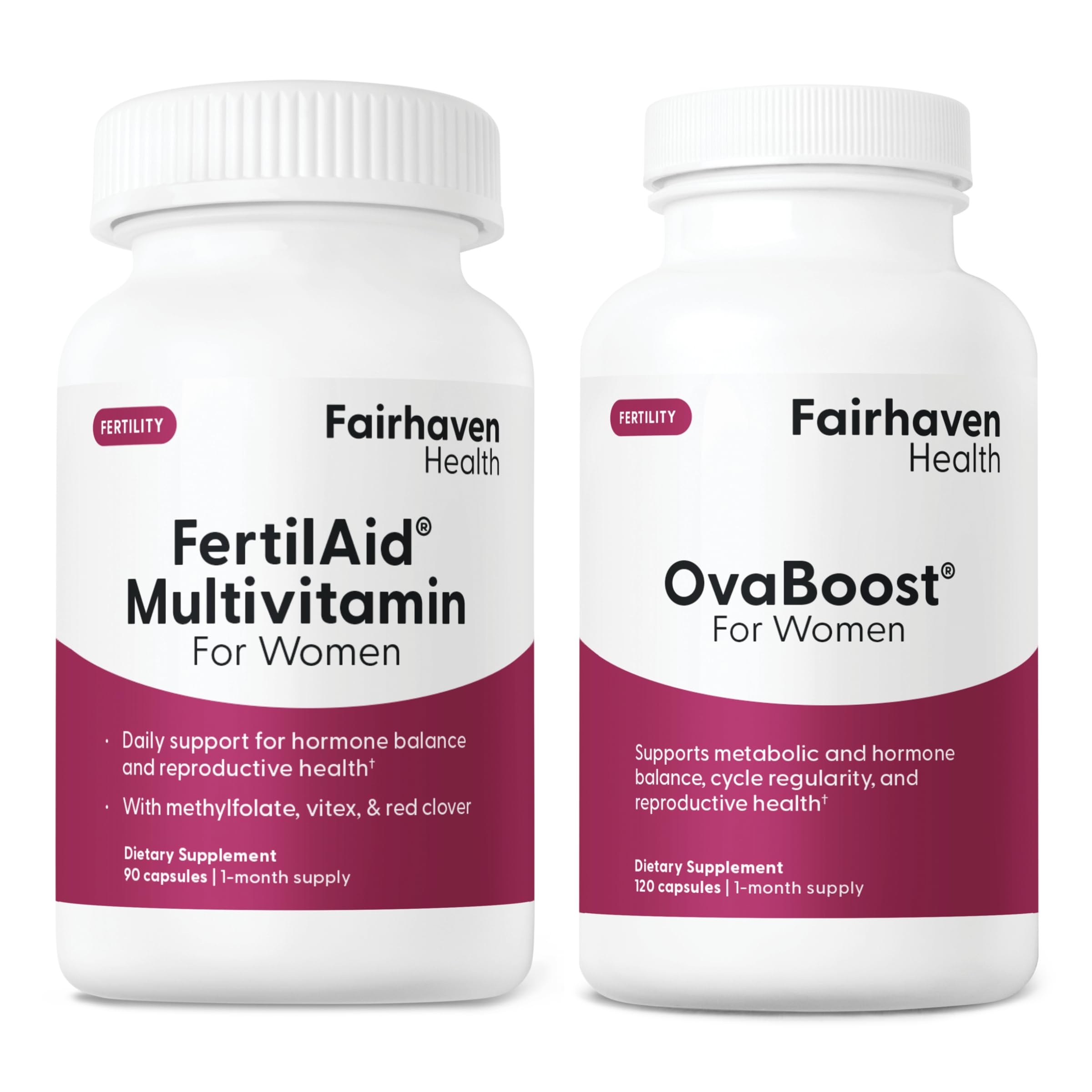 Fairhaven Health vista frontal del empaque mostrando el combo y beneficios