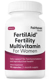 Fairhaven Health FertilAid vista frontal del envase mostrando 90 cápsulas y beneficios