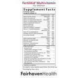 Fairhaven Health tabletas para mujeres cerca, mostrando fórmula con folato y vitex