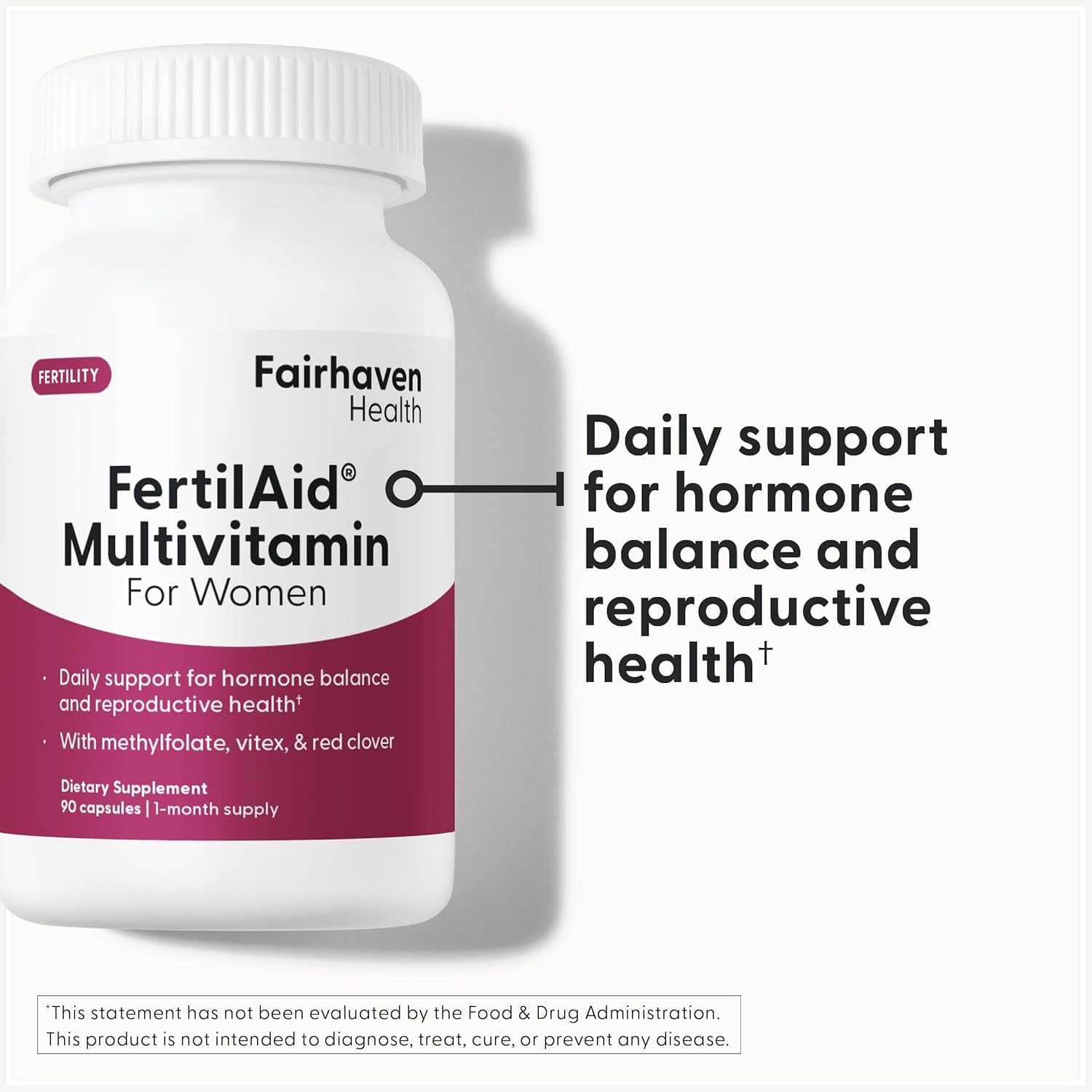 Fairhaven Health cápsula abierta mostrando textura, resalta fórmula vegana y sin rellenos