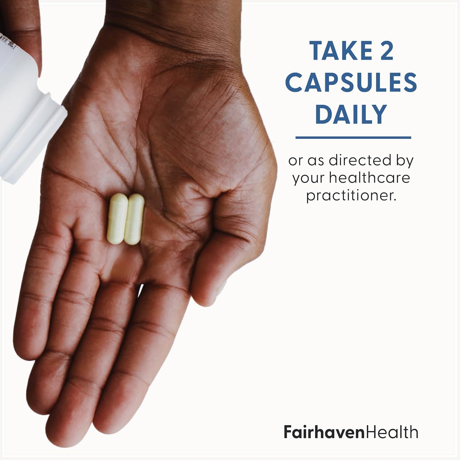 Fairhaven Health ingredientes clave sobre fondo claro, comunica composición útil