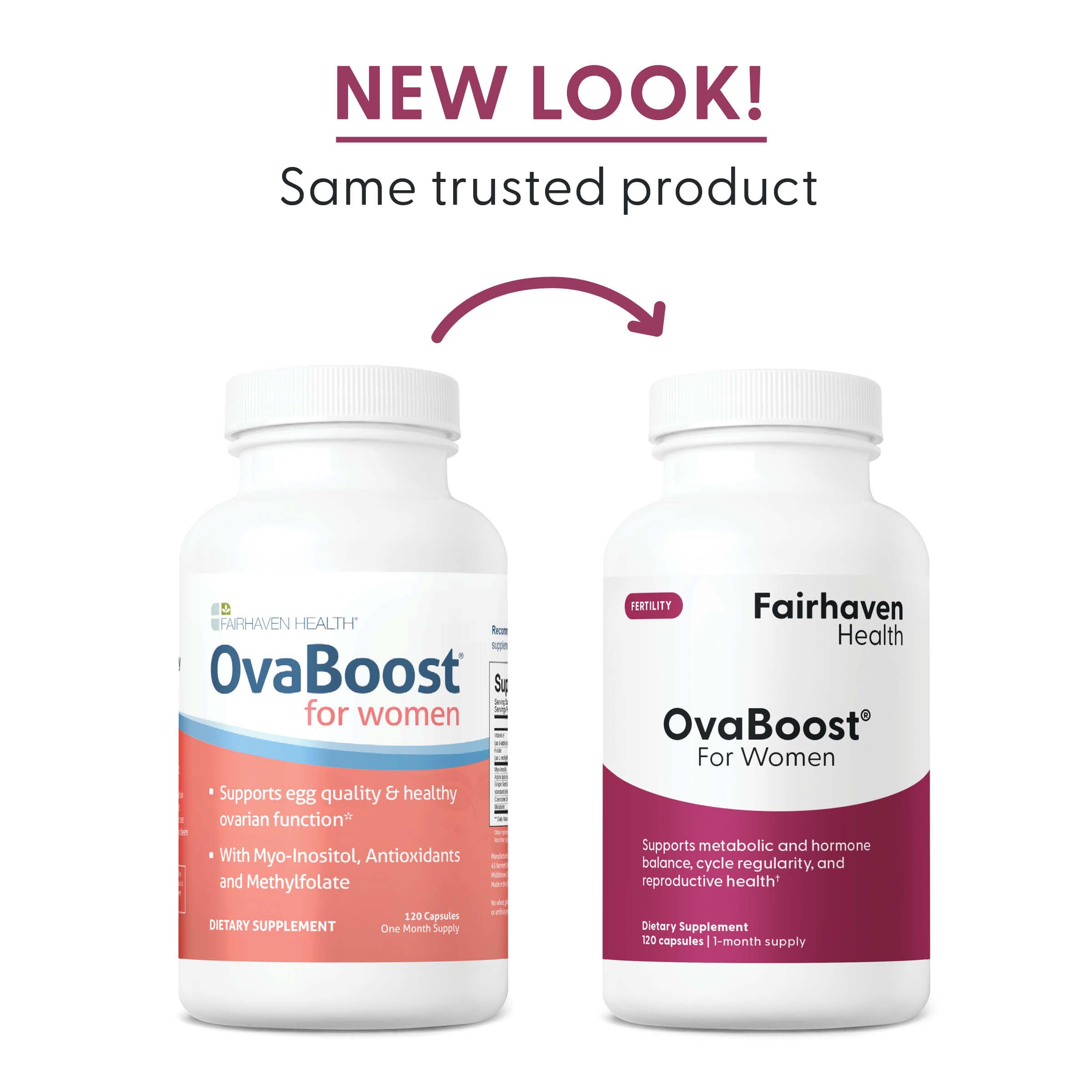 Fairhaven Health OvaBoost en ambiente saludable con alimentos y descanso sugeridos