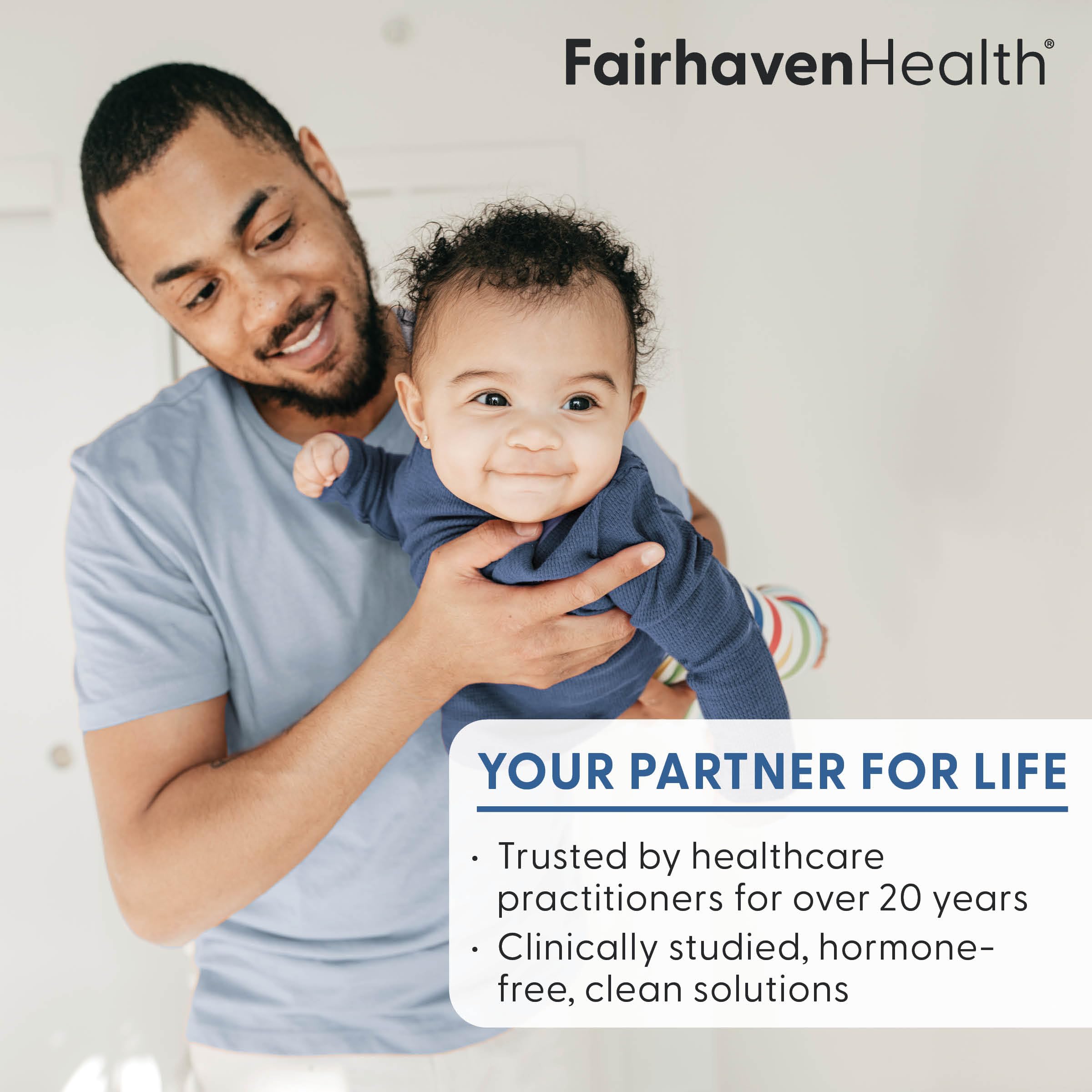 Fairhaven Health productos sobre tocador sugiriendo inclusión en rutina diaria
