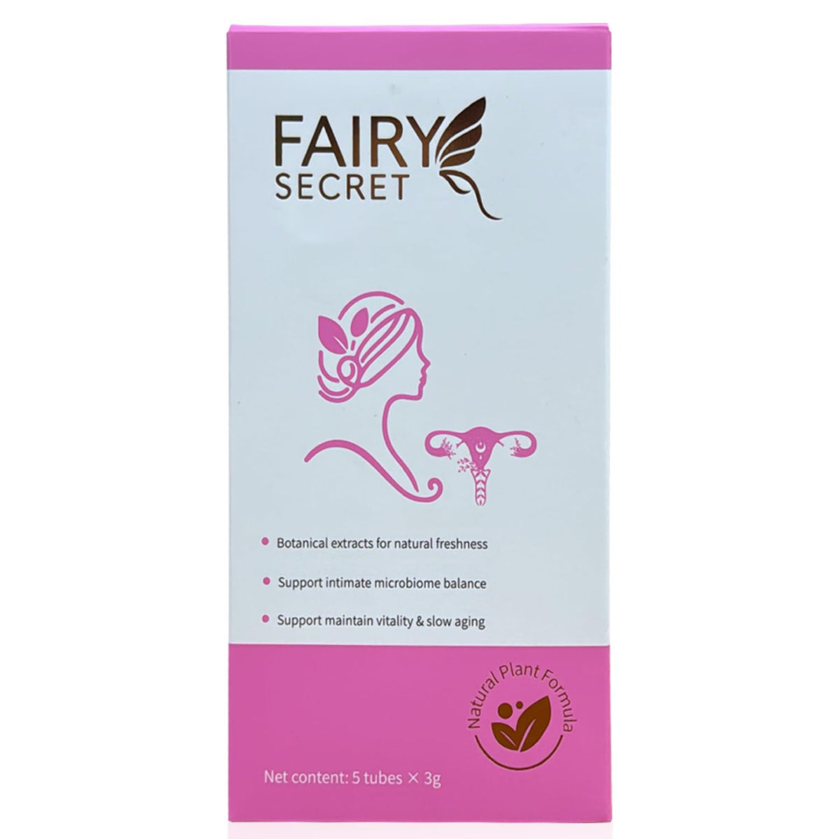 FAIRY SECRET frente del empaque mostrando tubos y beneficios de hidratación