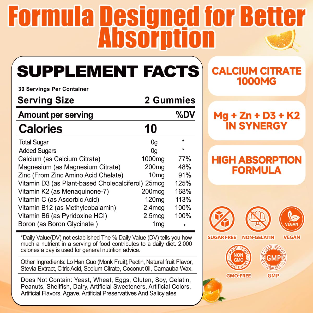 Fajeckma ingredientes clave (calcio citrato, magnesio, zinc) visibles