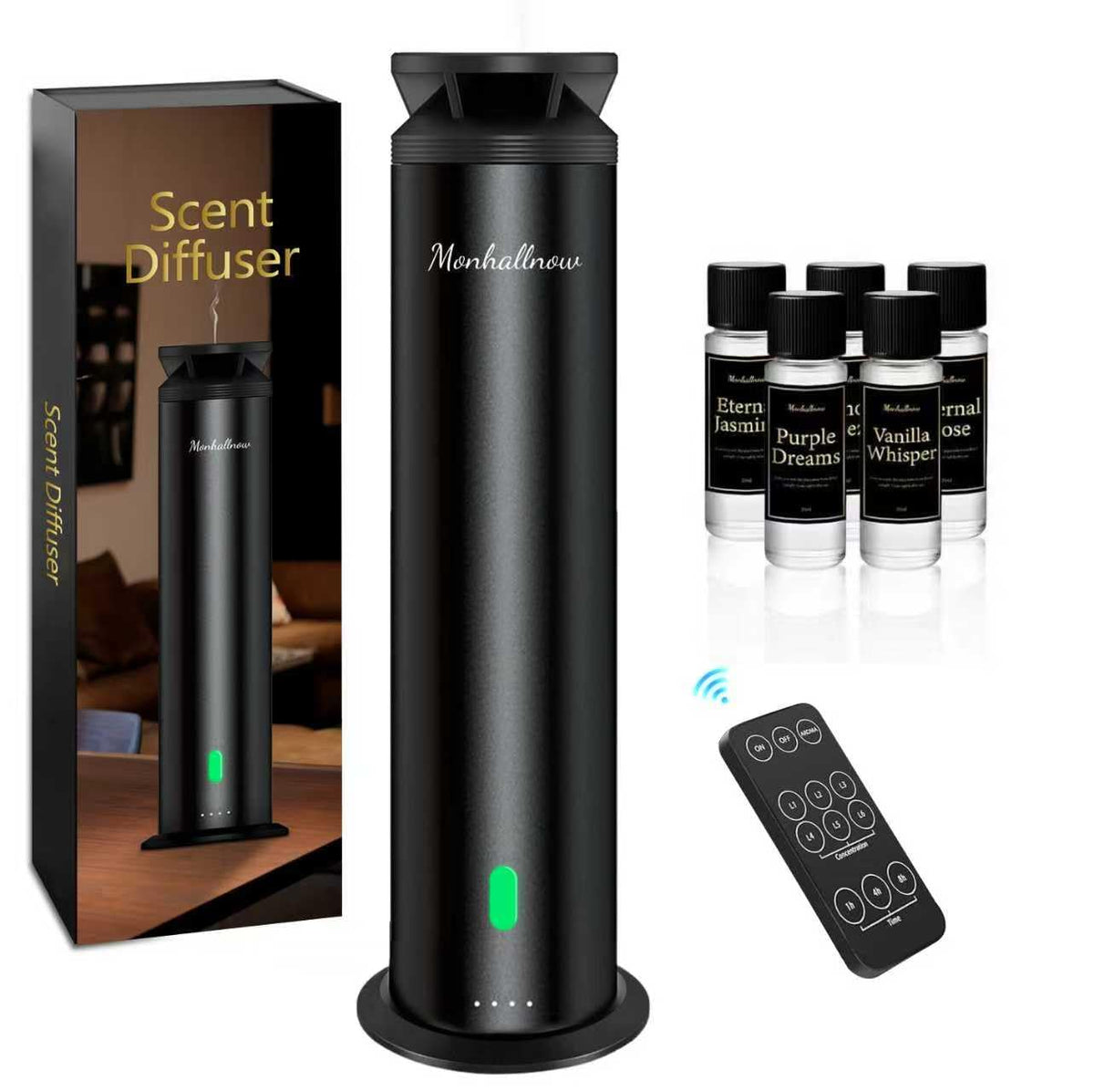 Fajuod difusor torre frontal color Ultra Black mostrando diseño elegante y moderno