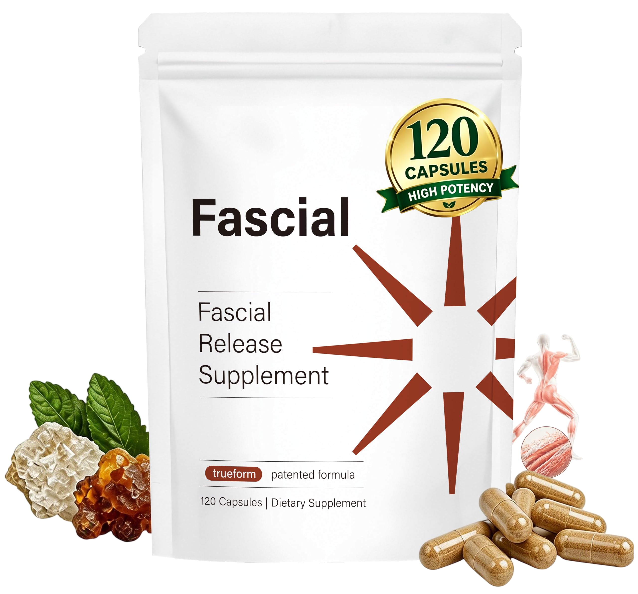 Fascial envase frontal mostrando suplemento y beneficios para movilidad