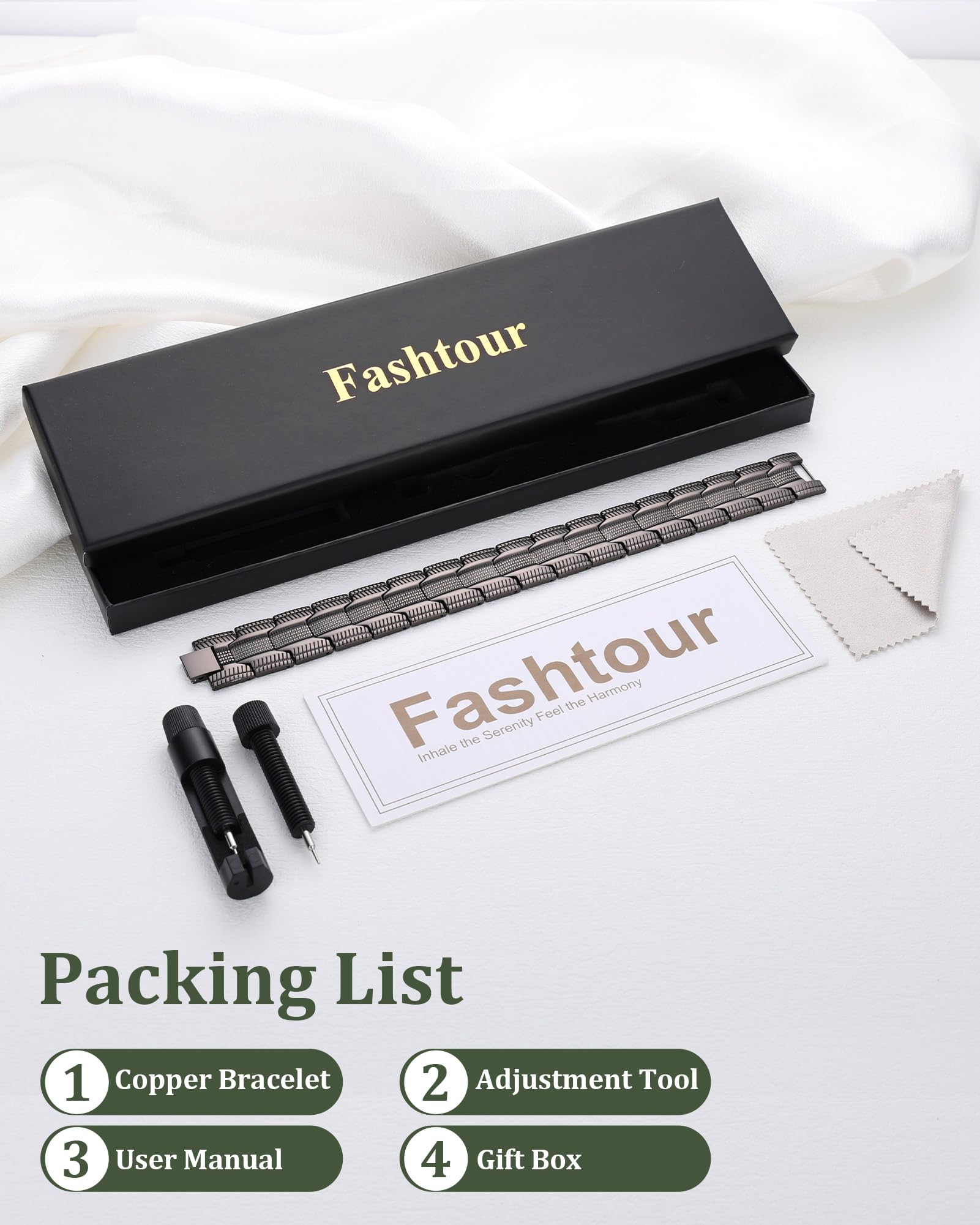 Fashtour pulsera junto a mano para comparar tamaño y proporción