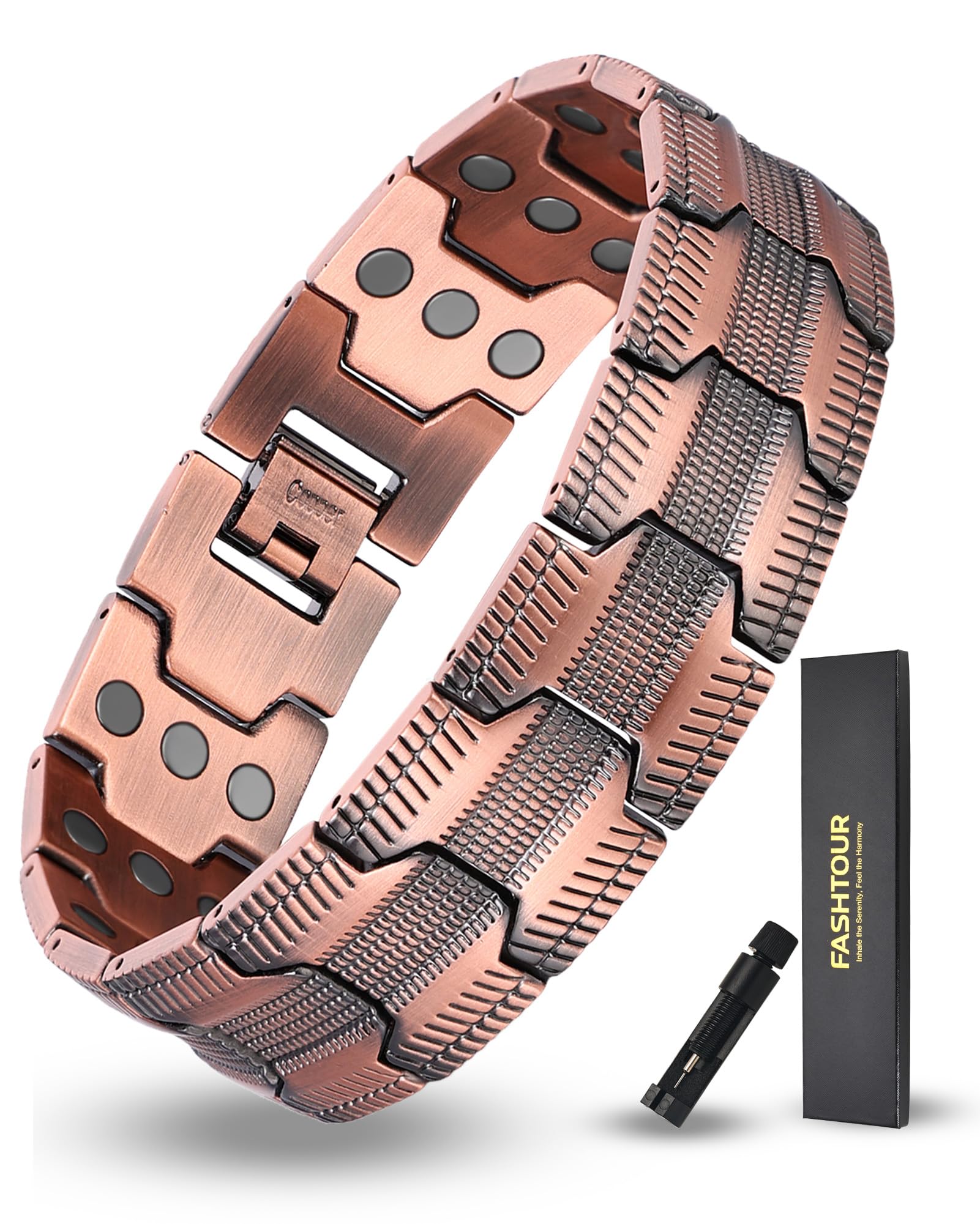 Fashtour pulsera cobre frontal vista elegante y masculina