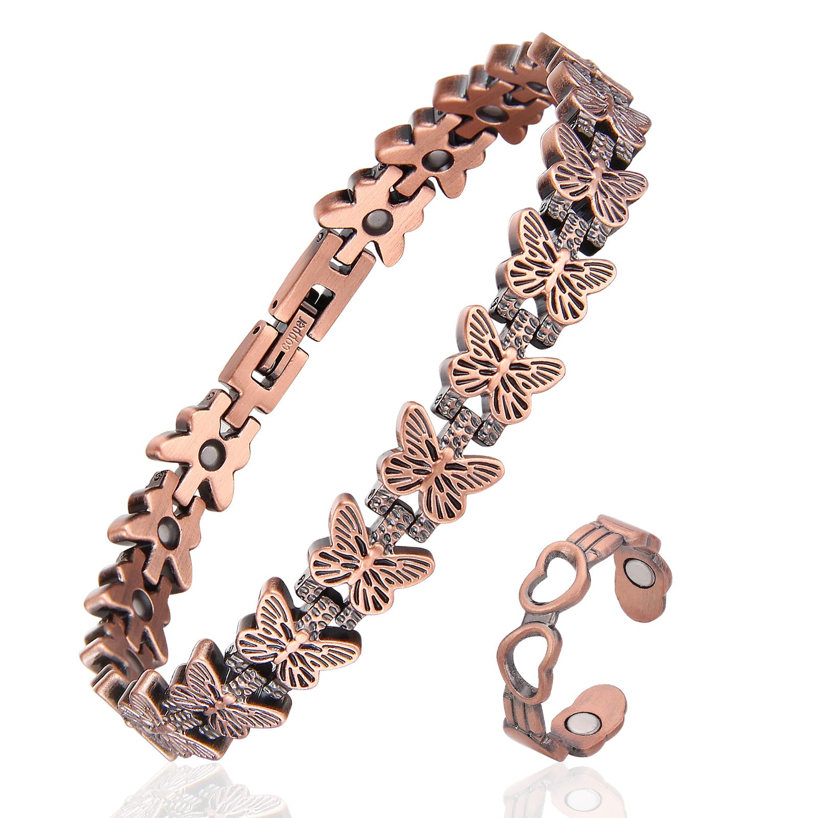 Fashtour pulsera frontal con diseño mariposas y acabado rosa gold, elegante y femenino