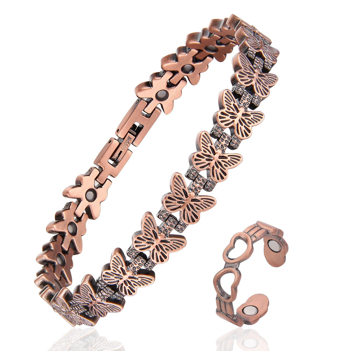 Fashtour pulsera frontal con diseño mariposas y acabado rosa gold, elegante y femenino
