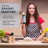 Fast Easy Bread vertiendo lecitina en masa para mejorar hidratación