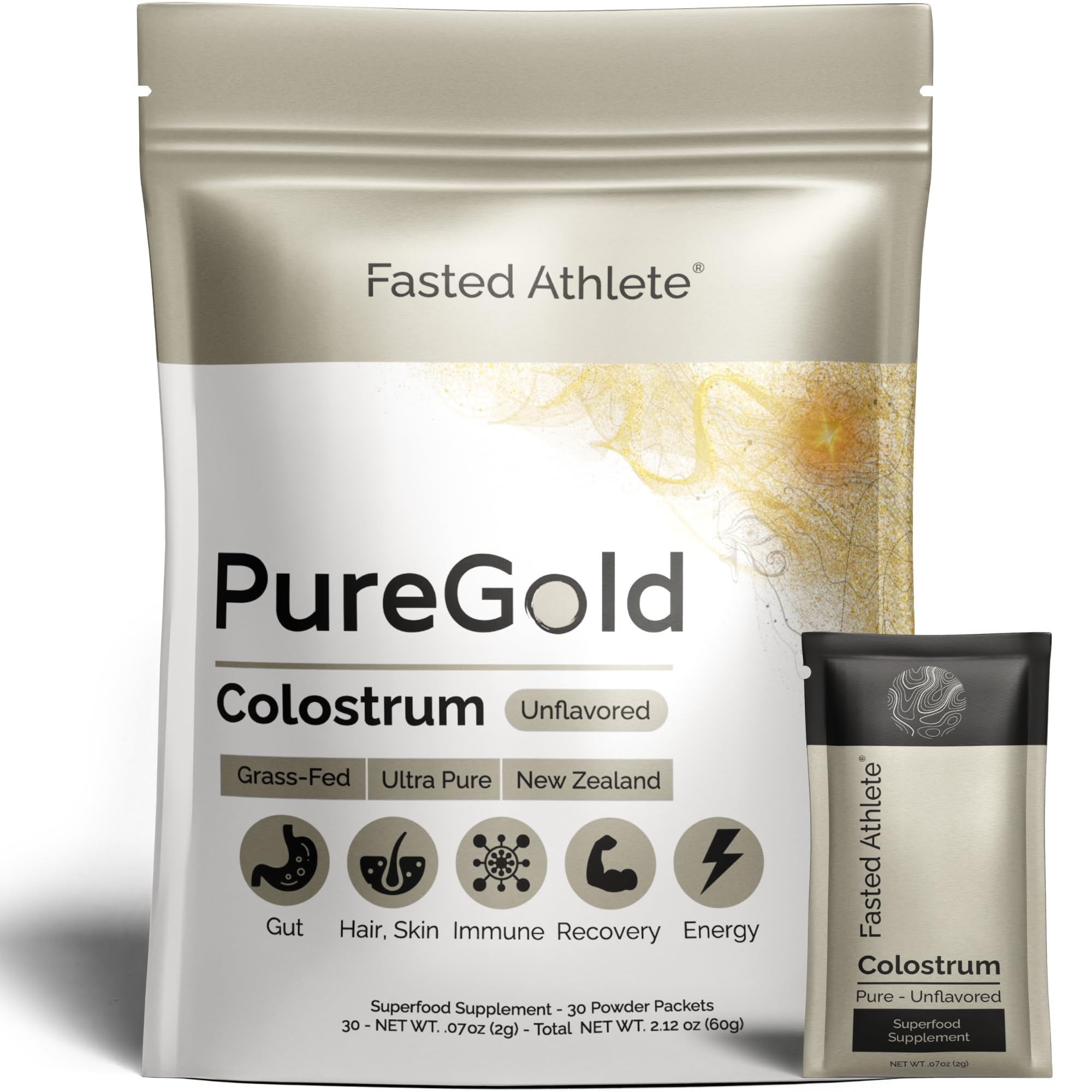 Fasted Athlete PureGold frente del empaque mostrando sobriedad y pureza