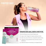 Faster Way vaso con bebida berry lista para beber y rehidratación efectiva