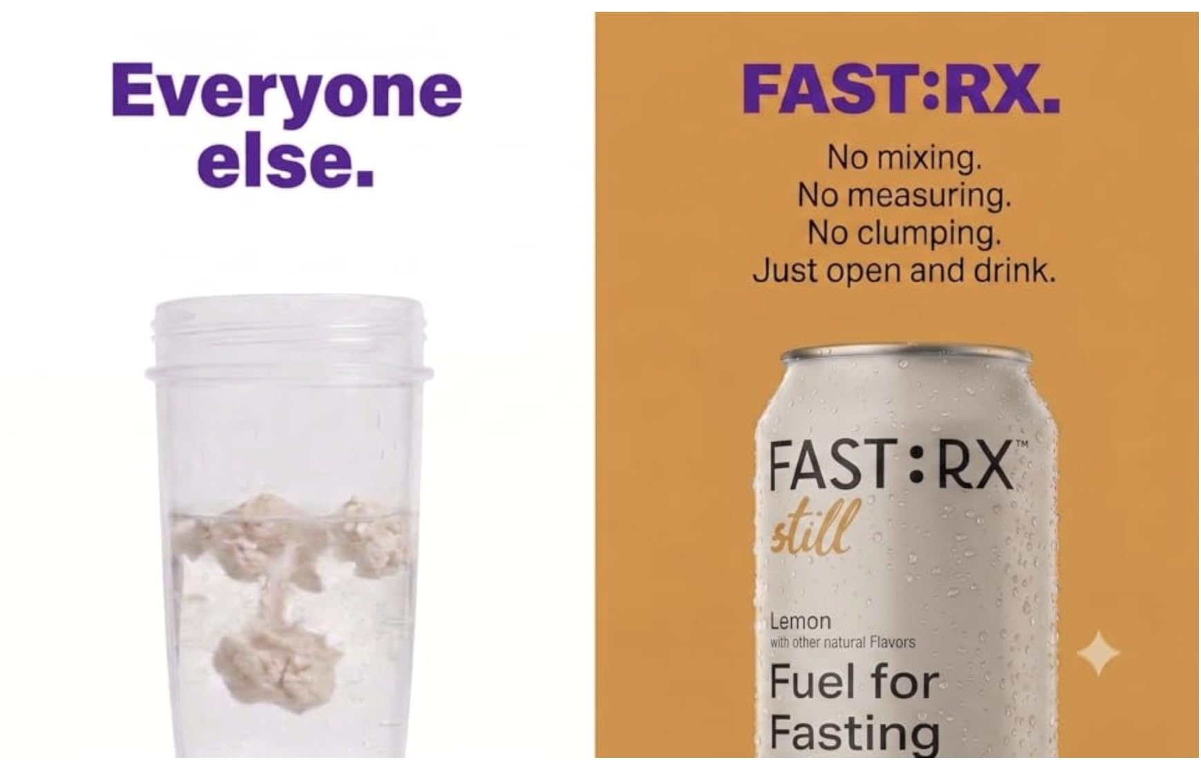 FAST:RX etiqueta e ingredientes destacando electrolitos y cero azúcar