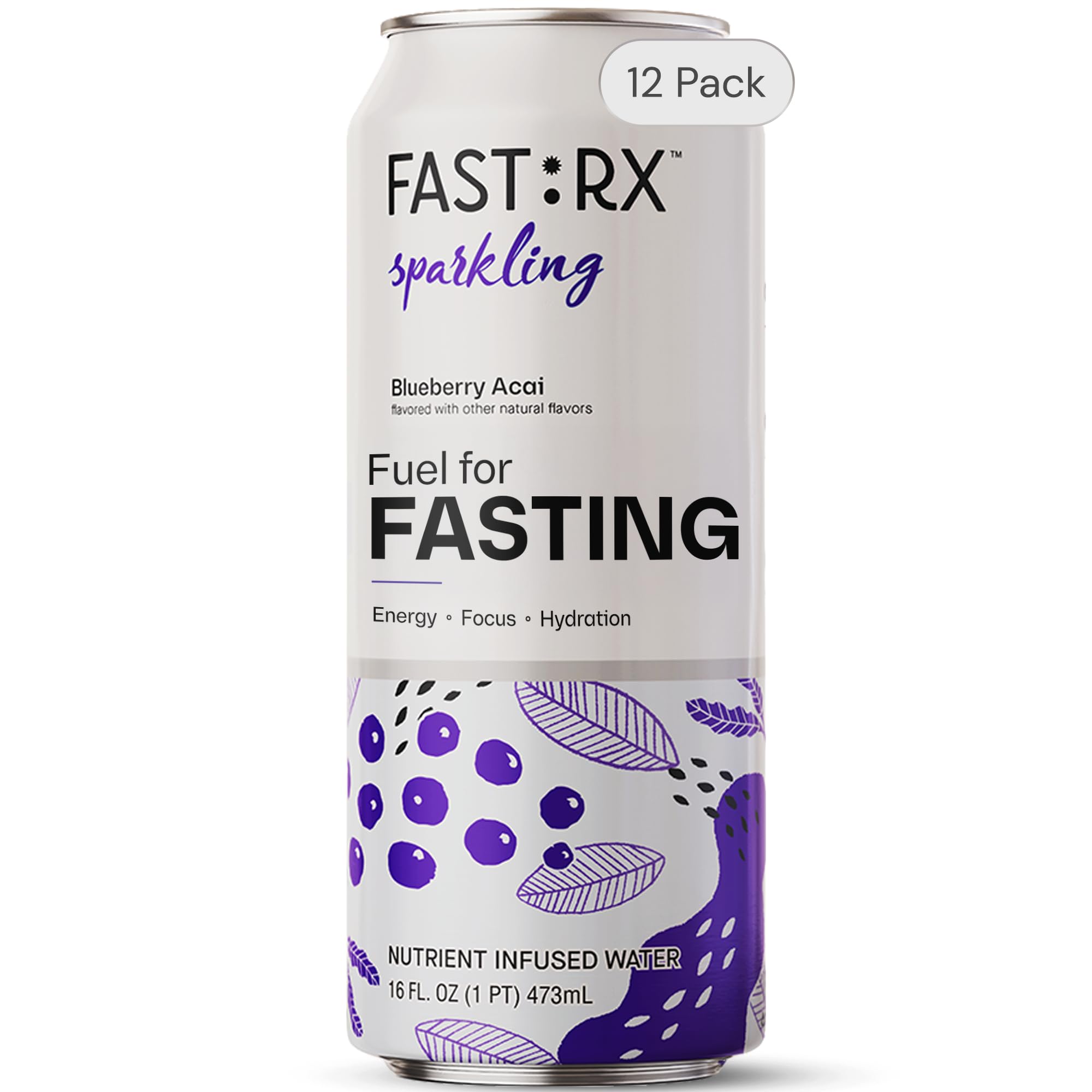 FAST:RX lata frontal sabor blueberry listo para ayuno y refrescar sin calorías