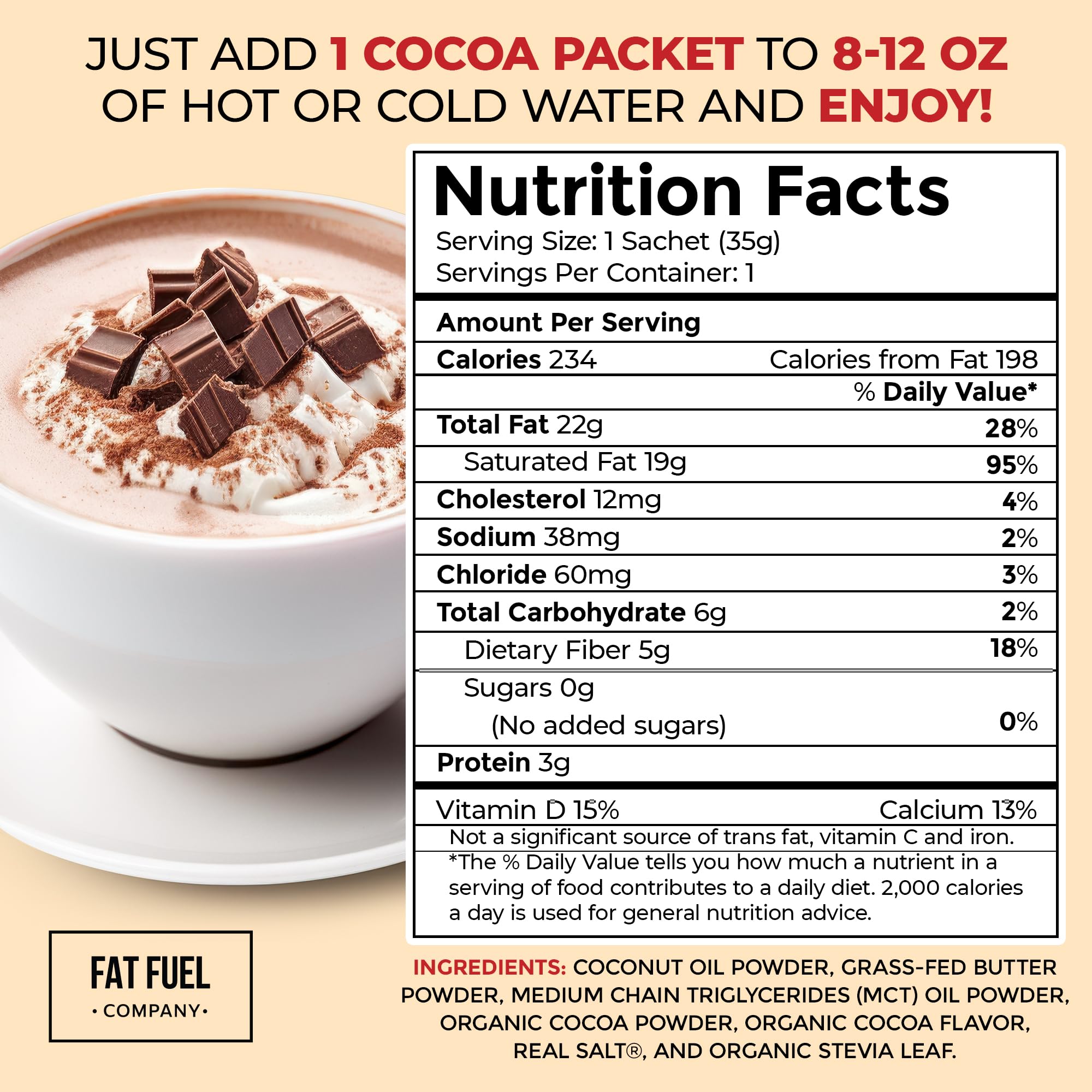 Fat Fuel cucharada de cacao fermentado para sabor intenso y cremoso