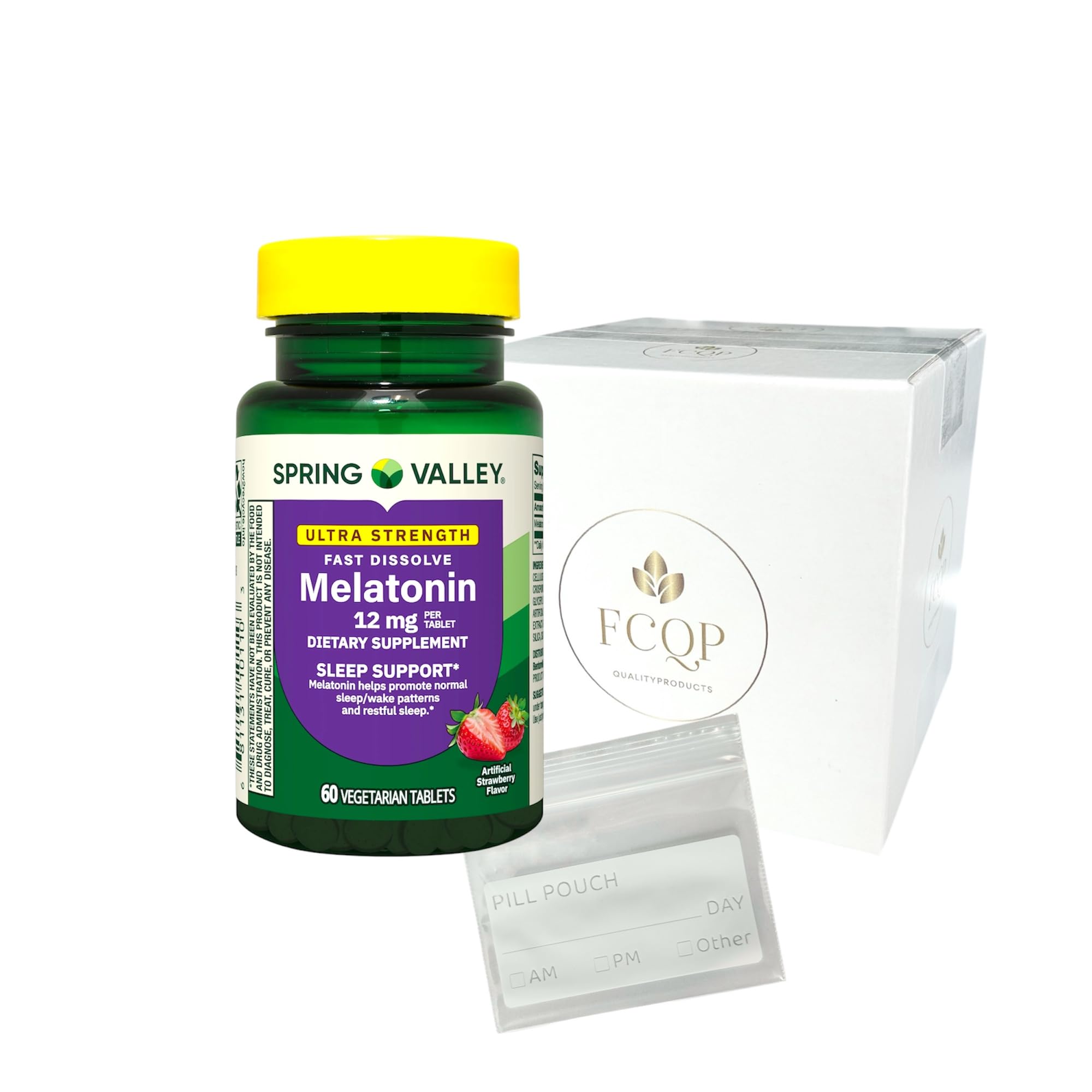 FCQP Spring Valley envase frontal mostrando 60 tabletas y beneficio sueño reparador