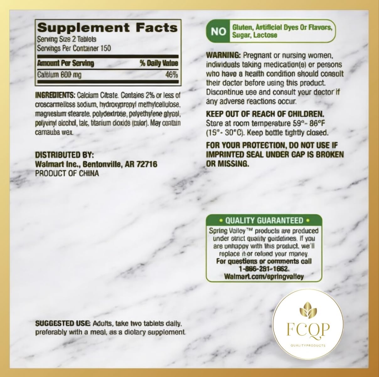 FCQP etiqueta con lista de ingredientes sin gluten ni lactosa