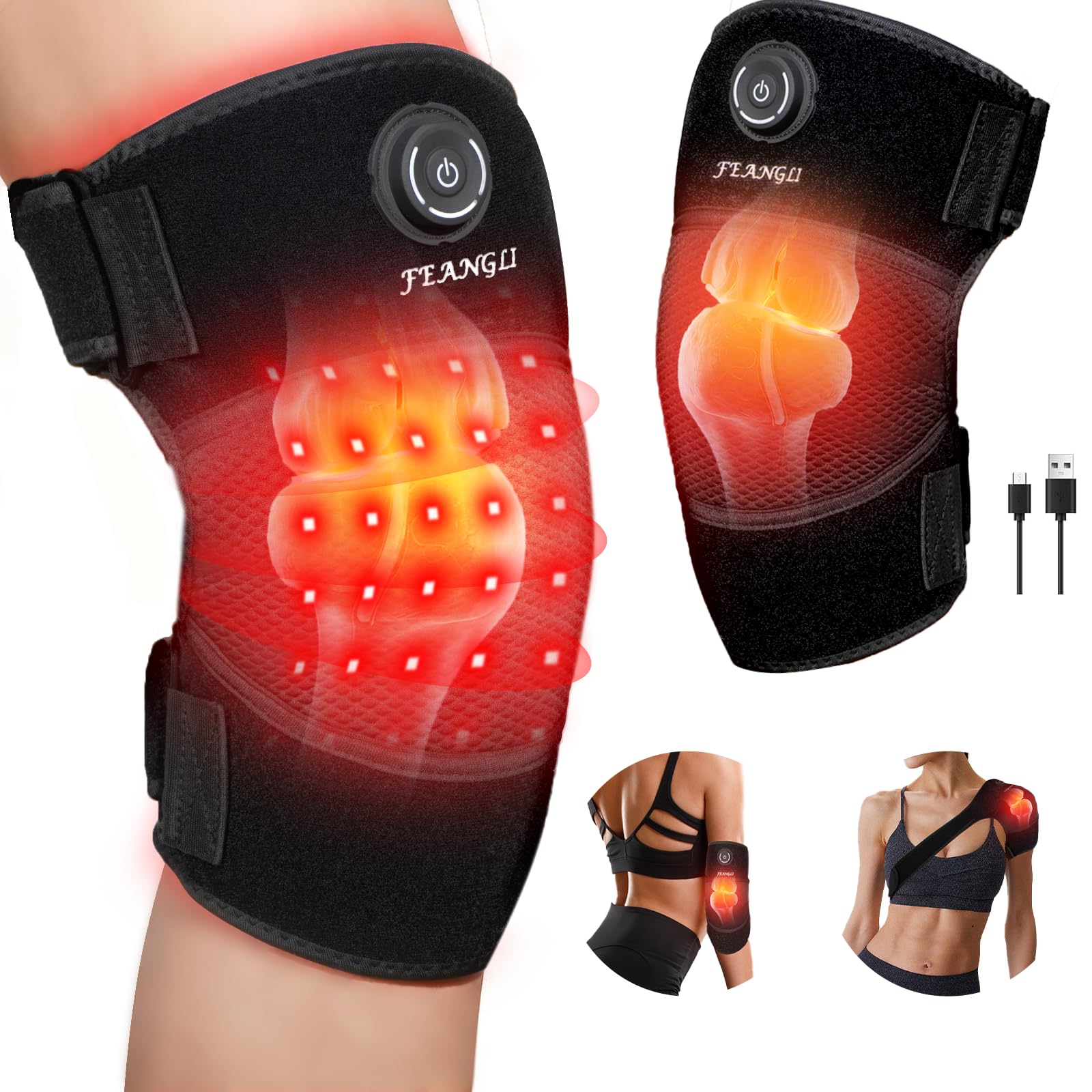 FEANGLI rodillera frontal mostrando forma curva y ajuste