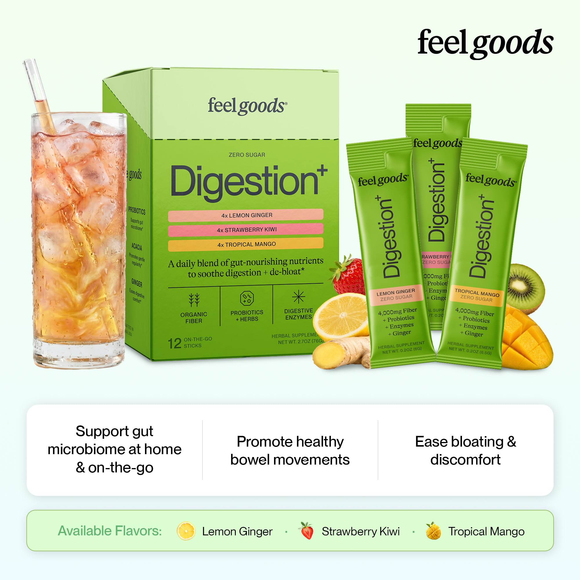 Feel Goods sobre individual abierto con polvo, conveniencia monodosis