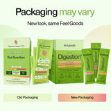 Feel Goods sobre en bolso de viaje, apoyo digestivo sobre la marcha