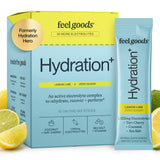 Feel Goods empaque frontal con sobres limón-lima, portátil y sin azúcar