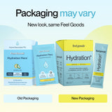 Feel Goods en maleta de viaje mostrando hidratación en movimiento