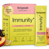Feel Goods frontal del empaque mostrando 15 sobres y beneficio portabilidad