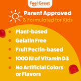 Etiqueta de Feel Great D3 con lista de ingredientes y fabricación cGMP