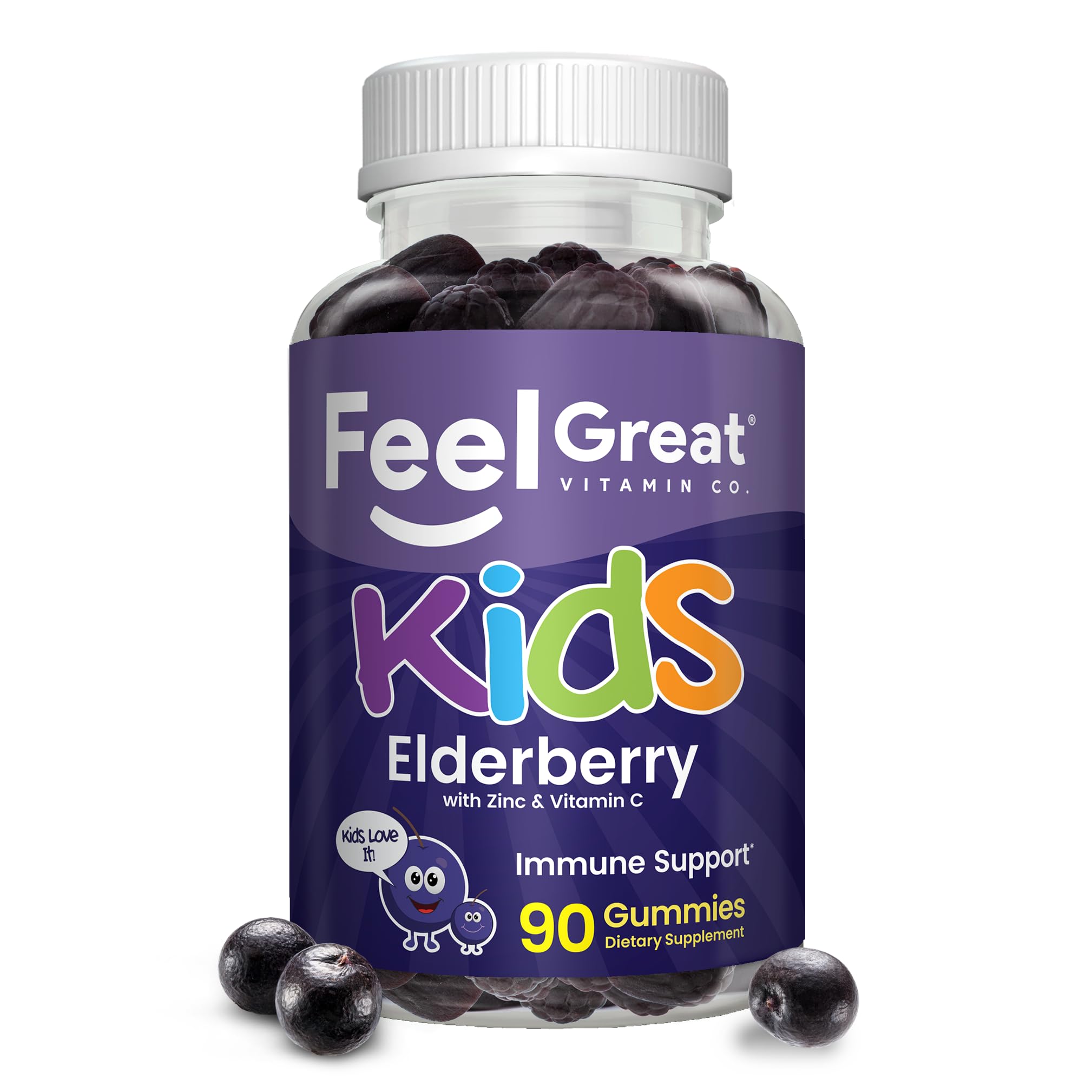 The Feel Great Vitamin Company frasco frente muestra cantidad y sello vegetariano