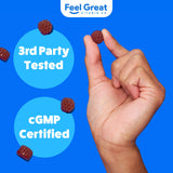 Frasco abierto de Feel Great con gomitas visibles, ideal para uso diario