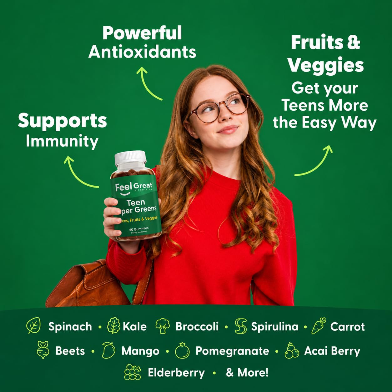 Feel Great envase abierto mostrando gominolas listas para consumo