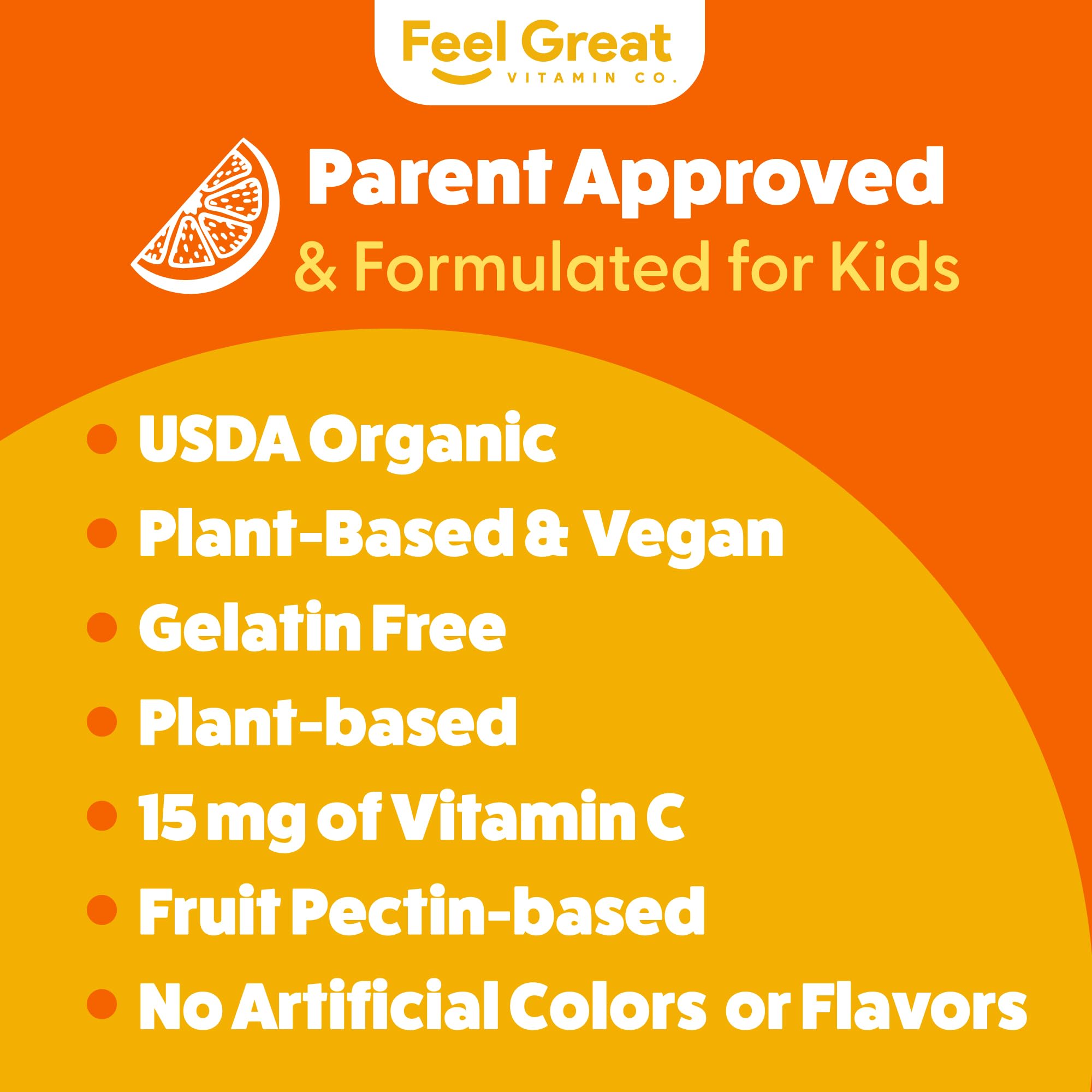 Feel Great etiqueta con sellos USDA Organic y GMP que inspira confianza