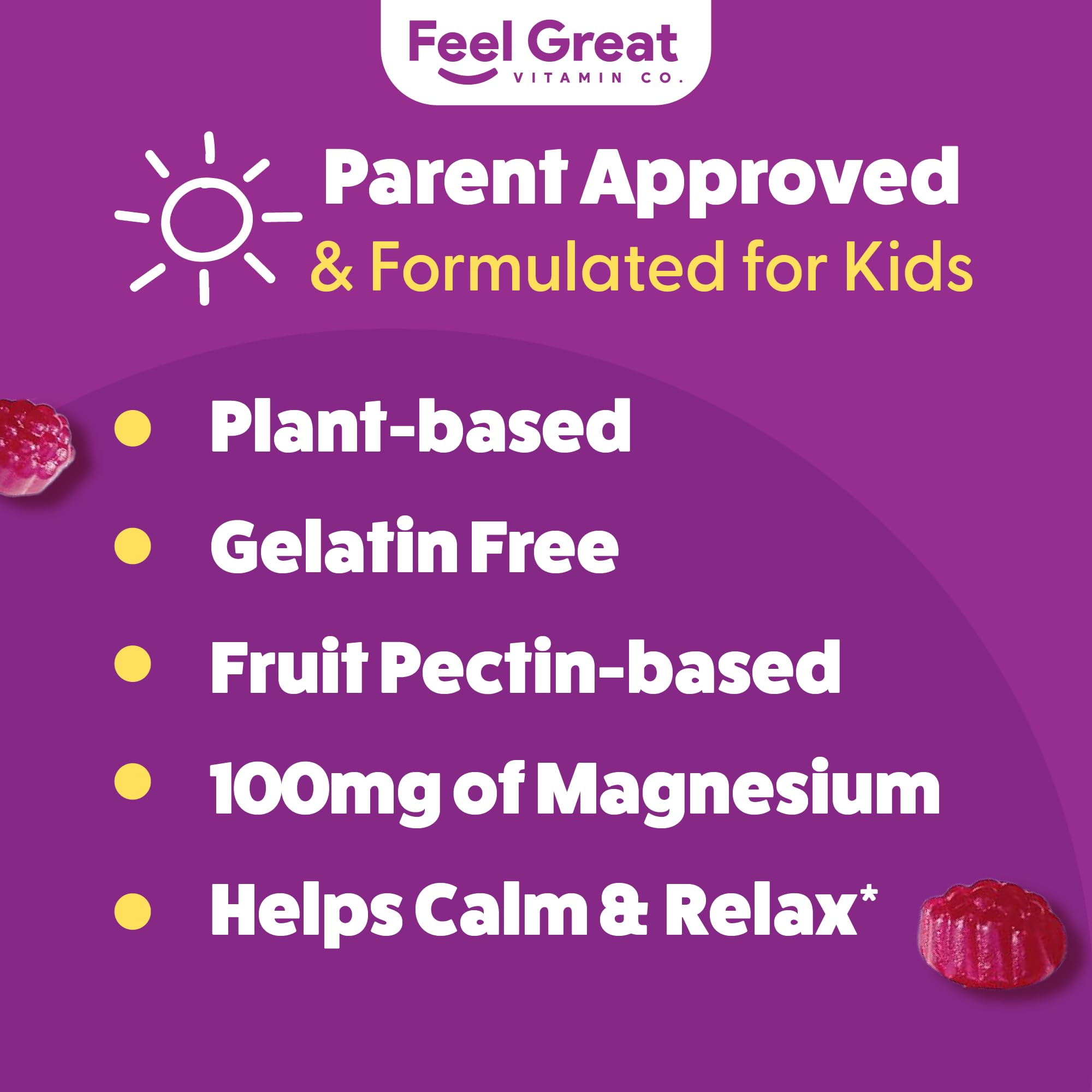 The Feel Great Vitamin Company primer plano de la textura de la gominola que sugiere fácil masticación
