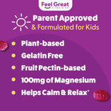 The Feel Great Vitamin Company primer plano de la textura de la gominola que sugiere fácil masticación