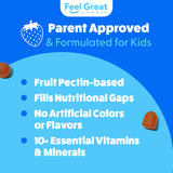 Feel Great Vitamin Company empaque lateral mostrando sellos de calidad cGMP