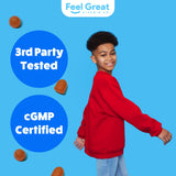 Feel Great Vitamin Company escena familiar en desayuno promoviendo rutina saludable