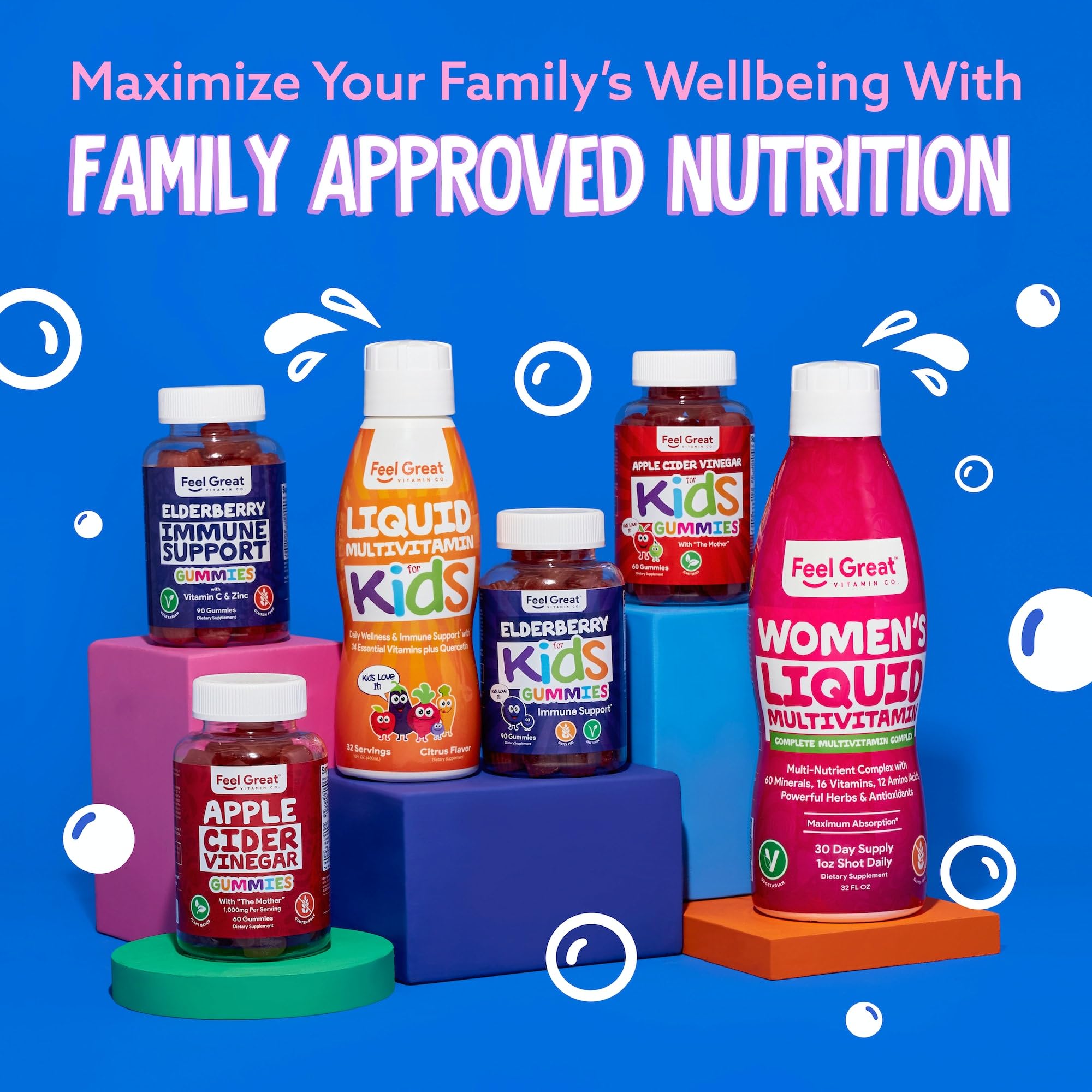 Feel Great Vitamin Company paquete abierto mostrando conteo para 60 días