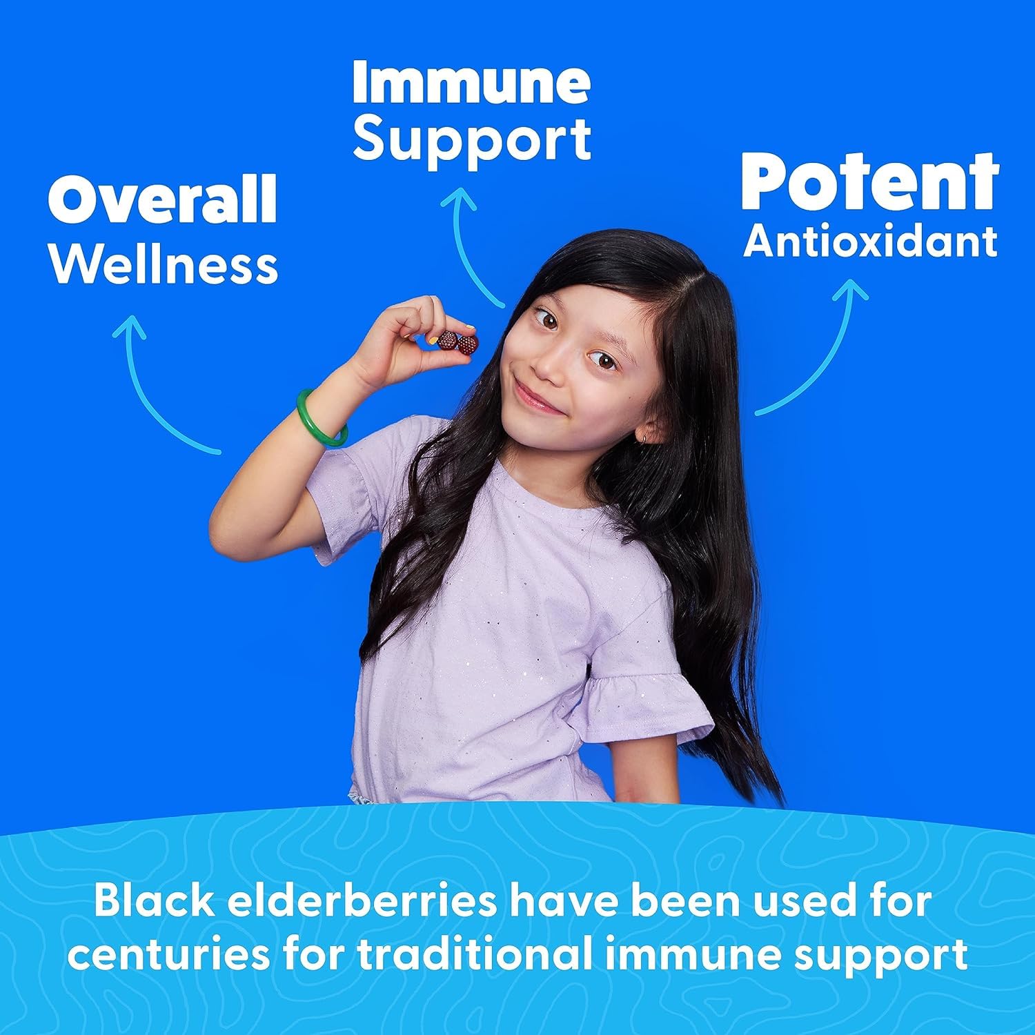 Feel Great Vitamin Company primer plano de una gominola para ver consistencia