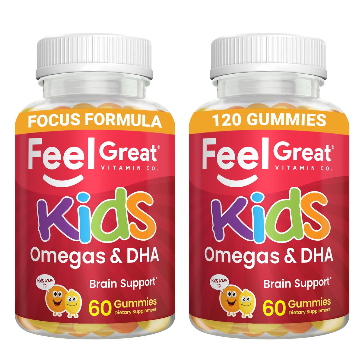 The Feel Great Vitamin Company envase frontal mostrando gomitas y beneficios
