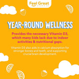 The Feel Great Vitamin Company rodajas de naranja e ingredientes que sugieren sabor natural y atractivo