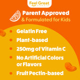Feel Great Vitamin Co. comparación de tamaño para dos gominolas diarias