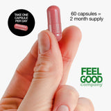 Etiqueta de FeelGood Superfoods con vitaminas A C D E B y zinc