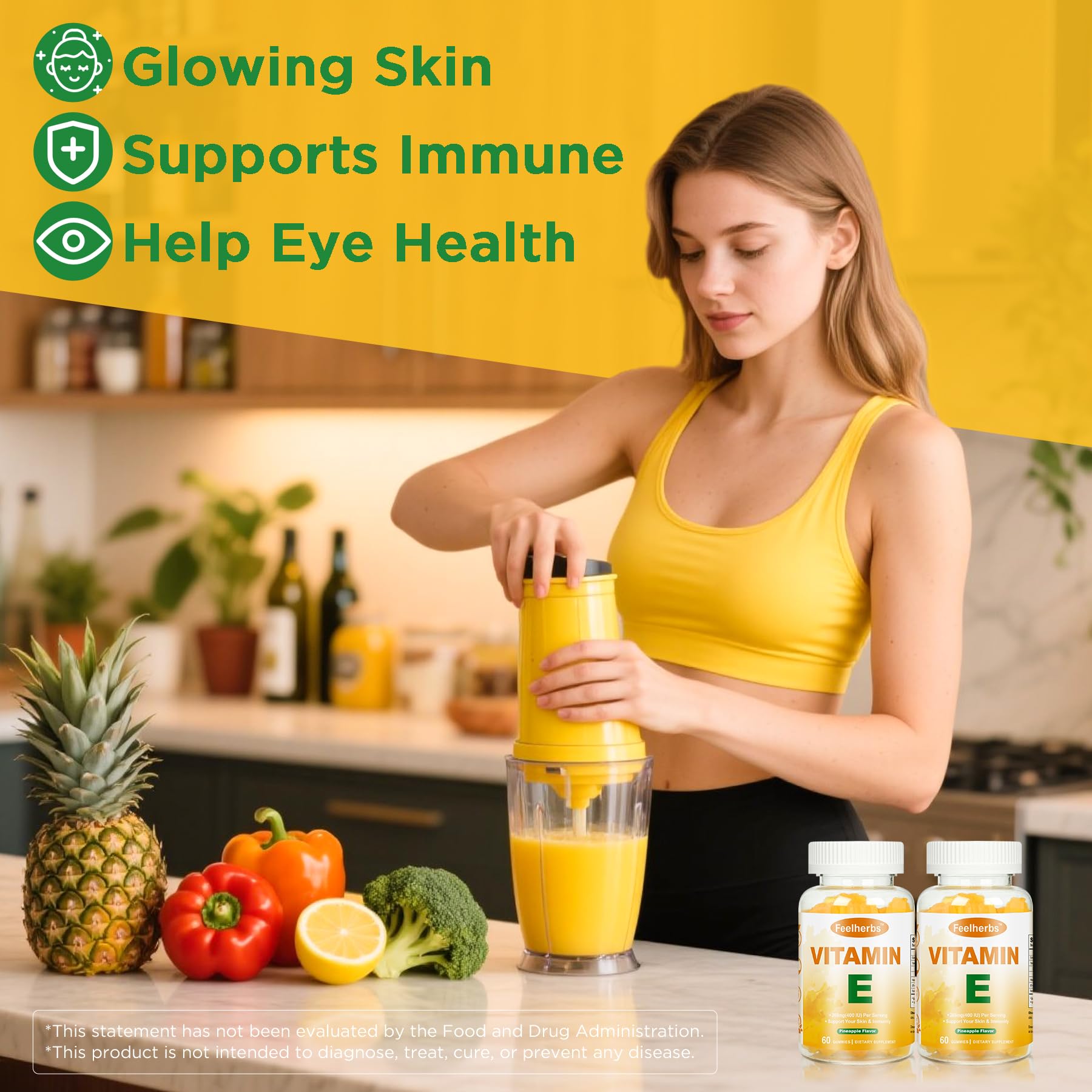 Feelherbs etiqueta nutricional con información clara de vitamina E