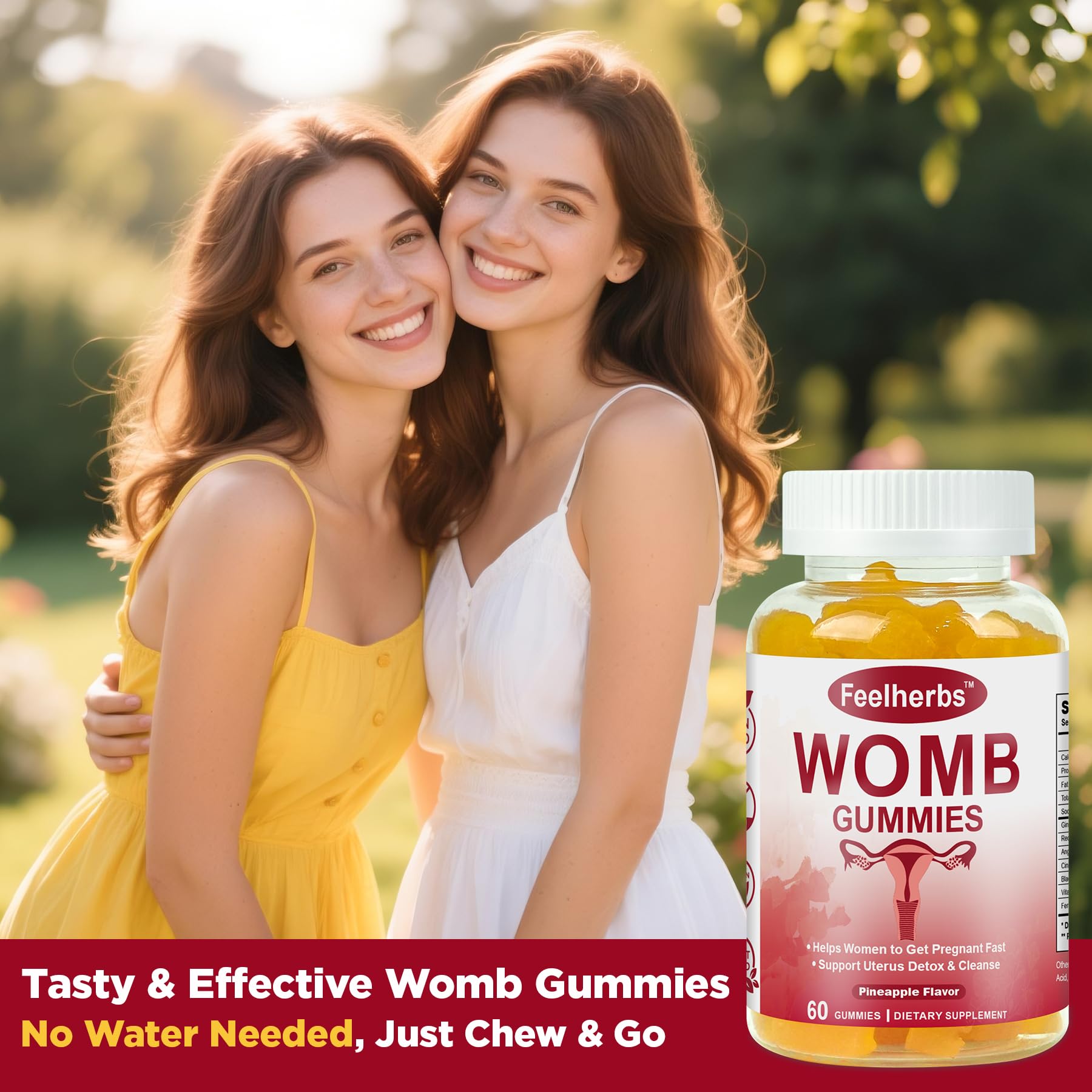 Feelherbs gominolas sobre superficie con frutas mostrando sabor piña