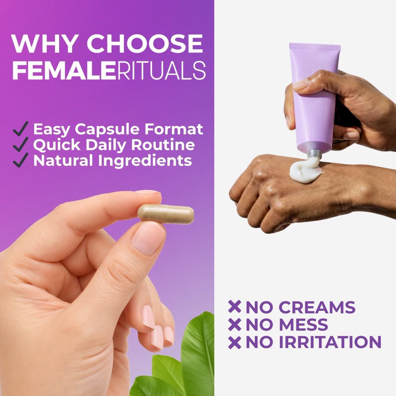 Female Rituals etiqueta del embalaje resalta ingredientes naturales