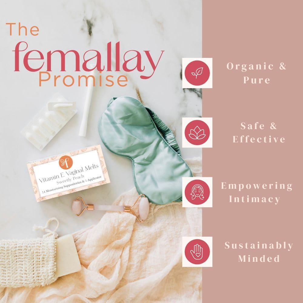 Femallay detalle de vitamina E y composición que aporta suavidad