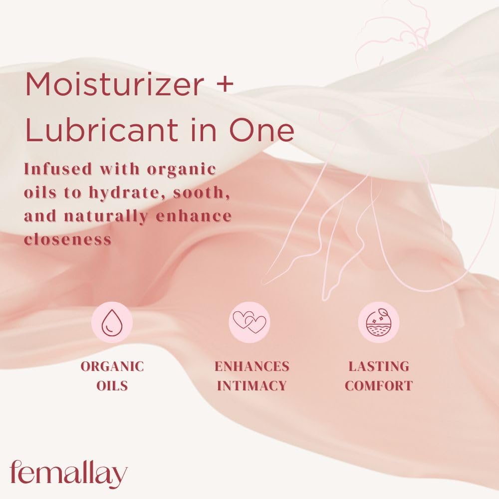 Femallay etiqueta de ingredientes destacando ingredientes orgánicos y vitamina E